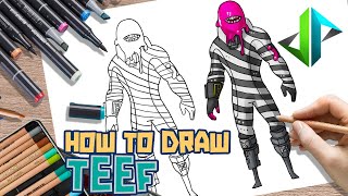 [DRAWPEDIA] HOW TO DRAW TEEF SKIN from FORTNITE - STEP BY STEP DRAWING TUTORIAL