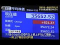 日経平均　一時800円超上昇　米で景気減速の懸念やわらぐ(2024年8月9日)