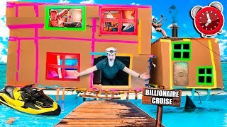 24 HOUR BILLIONAIRE BOX FORT CRUISE SHIP! 📦🚢 Gaming Room, Mini Golf, Toys & More!