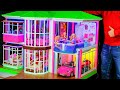 How to Make a Barbie Mega Miniature Doll House! Kitchen and swimming pool, Bedroom, Elevator!