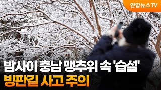 밤사이 충남 맹추위 속 '습설'…빙판길 사고 주의 / 연합뉴스TV (YonhapnewsTV)