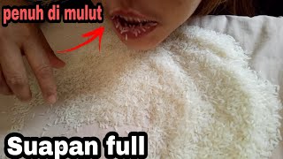 Asmr !!  Raw Rice Eating || makan beras suapan full