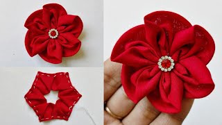 DIY How to Make Fabric Flowers | Easy Trick! Cloth Flower Making | Handmade Crafts | Sewing tutorial