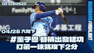 04/28 #董子恩 替補出發建功 打第一球就攻下2分 一起fire up