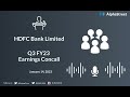 HDFC Bank Limited Q3 FY22 Earnings Concall