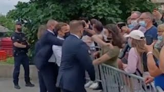 Watch French President Macron get slapped across the face while in southern France