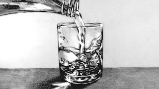 How to Draw a Glass of Water with water pouring into it: Narrated