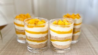 No bake Mango Cheesecake Cups | Mango Cheesecake Dessert Cups Recipe