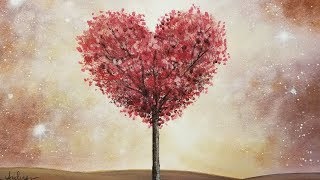 Heart Tree LIVE Beginner Acrylic Painting Tutorial