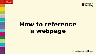 How to reference a webpage