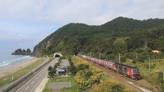 【JR北海道】室蘭本線[礼文駅]～[大岸駅]間、下り「貨物」走行シーン