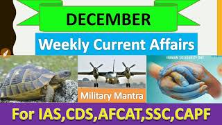 Weekly Current affair booster (PIB, RSTV, Daily news)|| DECEMBER 2018 || For IAS, CDS,AFCAT,CAPF