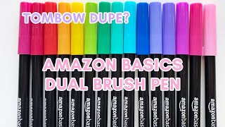 Amazon Basics Dual Tip Brush Pen Review - Tombow Dupe? I compare them side by side!