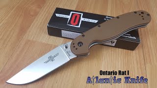 ONTARIO RAT MODEL 1 HANDLE COYOTE BROWN PLAIN EDGE D2 FOLDING KNIFE 8867CB