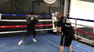 2016 Mexican Olympian Joselito Velazquez working the mitts with Coach and Stuntman Marcos