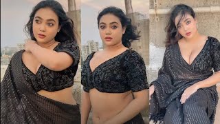 Bong Crush Alert Bengali Diva Flaunts Iconic curvy black Saree Fashion #BongCrush  #DesiFashion