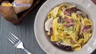 Pappardelle con speck e funghi porcini