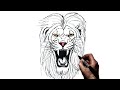 How To Draw a Lion (Roaring) | Step By Step