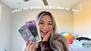 unbox my iphone 14 pro max (deep purple, 512 gb) & accessories w/ me! + iphone 13 & 14 comparison!