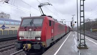 189 029 + 189 034 DB Cargo bremst stark Erzwagen Faals Langzug in Hamburg Harburg ab Doppeltraktion