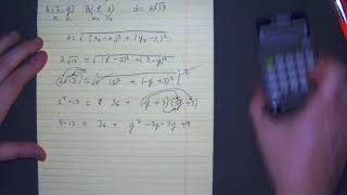 Distance Formula Find the missing y coordinate