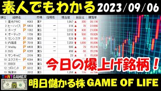 【今日の爆上げ銘柄】6433 ヒーハイスト！4265 IGS！5259 BBDイニシアティブ！4394 エクスモーション！安値圏＋出来高急増！【20230906】