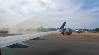 Vistara's inaugural flight welcomed with a water cannon salute at Trivandrum international airport