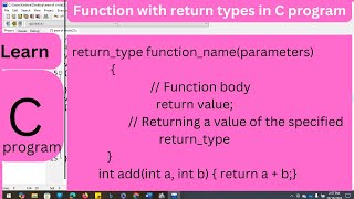 C Functions with Return Types (part-3)