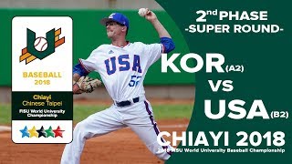 🔴ᴴᴰ Baseball – Second phase – KOR(A2) vs  - USA(B2)FISU 2018 World University Championship