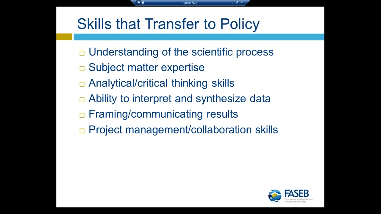 FASEB Webinar: Introduction To Science Policy Fellowships - YouTube