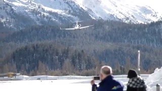 Gulfstream 550 (CS-DKG) landing @ St Moritz (Samedan) airport