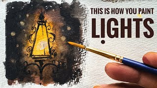 How to paint Lights like a Pro? ~ EASY Watercolor Tutorial for Beginners