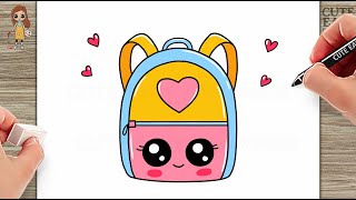 How to Draw School Bag, Cute and Easy