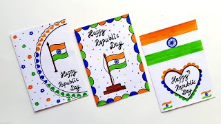 3 Easy & Beautiful white paper Republic Day Card making|Handmade Republic Day 2023|DIY Greeting Card