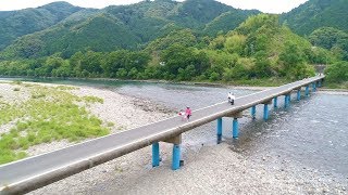 空撮で見る　高知県四万十川　佐田の沈下橋