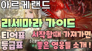 [아르케랜드] 리세마라 가이드/티어표 등급표/리세로 가져가야 하는 영웅/선별소환