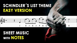 Schindler's List Theme | Sheet Music with Easy Notes for Recorder, Violin Beginners Tutorial