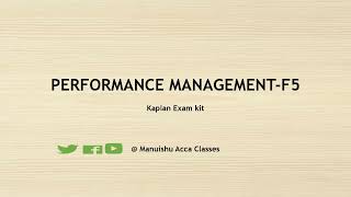 ACCA -F5/PM| Performance Management | Kaplan Exam Kit || Section A |Pricing