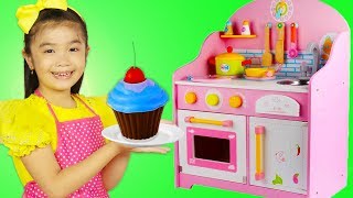 Hana Pretend Play Fun Cooking with Giant Pink WOODEN Kitchen Toy for Girls