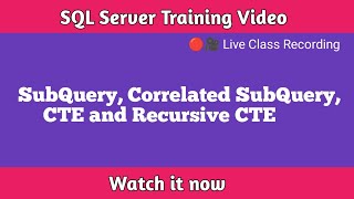 Subquery, Correlated Subquery, CTE, and Recursive CTE in SQL | SQL Tutorial