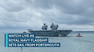 In full: Aircraft carrier HMS Queen Elizabeth departs Portsmouth