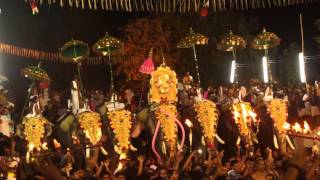 Peruvanam Kuttan Marar listening to Kelath Pandi Melam - Peruvanam Pooram 2016