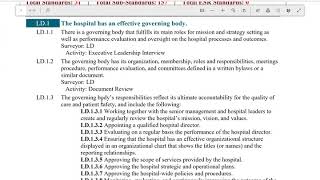 CBAHI HOP National Hospital Standards (NHS) Leadership (LD) Chapter Overview