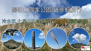 陽明山國家公園 徒步輕旅行ep49  無敵好天氣賞芒花 徒步11.5公里『冷水坑登七星山主峰 東峰,小油坑,徒步陽金公路』 4K