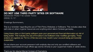 KABAM BUSTS OUT THE CAPS TO WARN OF CHEATING IN THE CONTEST