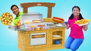 Funny Auntie Joyce Pretend Play Cooking with BBQ Fun Toy Playset