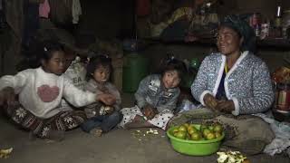 Eating together delicious orange in village || Traditional village life