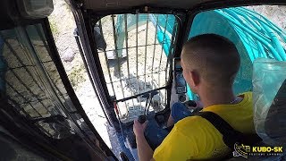 New Kobelco SK300 excavator test drive - cab view | EXPO Lesní lom 2018