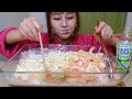 devouring 10 servings of creamy shrimp pasta with asmr sounds eating sounds massive eating mukbang