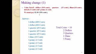 Making Change Problem (Using Greedy Algorithm)